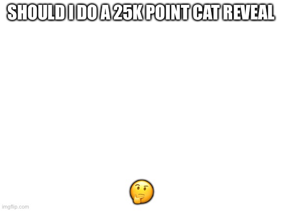 Blank White Template | SHOULD I DO A 25K POINT CAT REVEAL; 🤔 | image tagged in blank white template | made w/ Imgflip meme maker