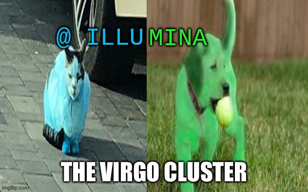 illumina new temp | THE VIRGO CLUSTER | image tagged in illumina new temp | made w/ Imgflip meme maker