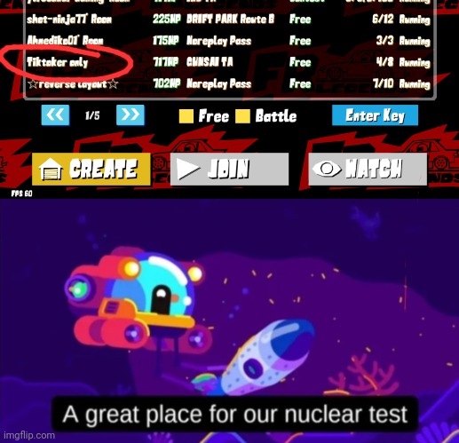 Say Goodbye (Screenshot is from a game called FR Legends) | image tagged in a great place for our nuclear test,fun,memes,oh wow are you actually reading these tags | made w/ Imgflip meme maker