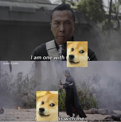 I am one with DOGE | image tagged in i am one with the force the force is with me | made w/ Imgflip meme maker