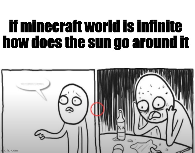 if minecraft world is infinite how does the sun go around it | image tagged in memes,blank transparent square | made w/ Imgflip meme maker