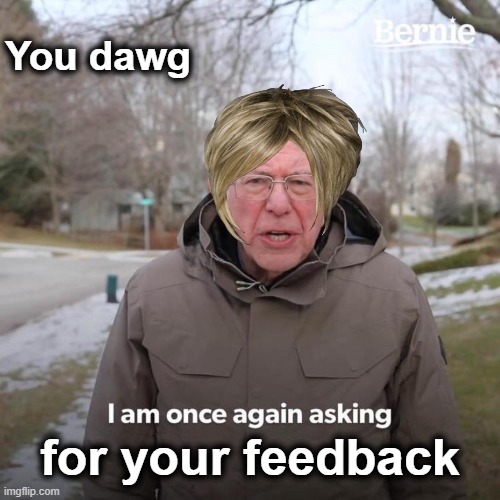 Yo Dawg | You dawg; for your feedback | image tagged in memes,bernie i am once again asking for your support,feedback | made w/ Imgflip meme maker