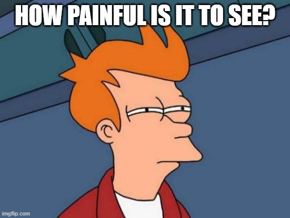 Futurama Fry Meme | HOW PAINFUL IS IT TO SEE? | image tagged in memes,futurama fry | made w/ Imgflip meme maker