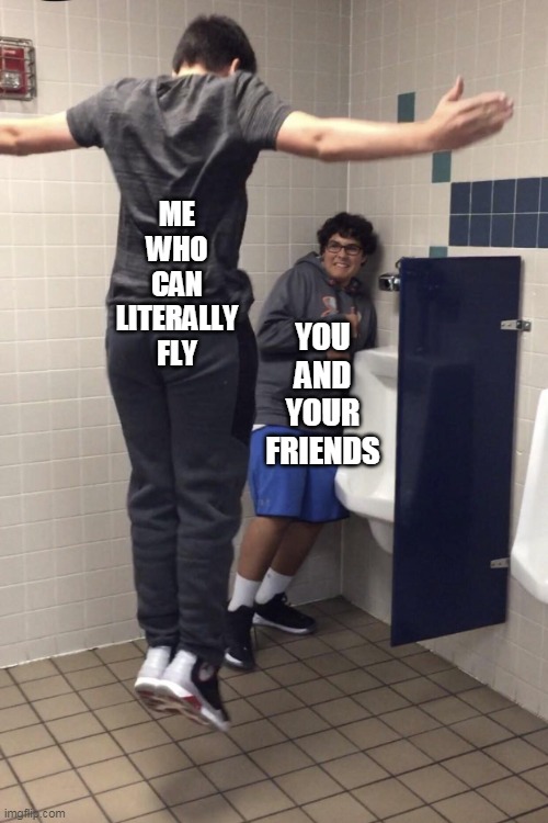 T Pose to assert Dominance. | ME WHO CAN LITERALLY FLY YOU AND YOUR FRIENDS | image tagged in t pose to assert dominance | made w/ Imgflip meme maker