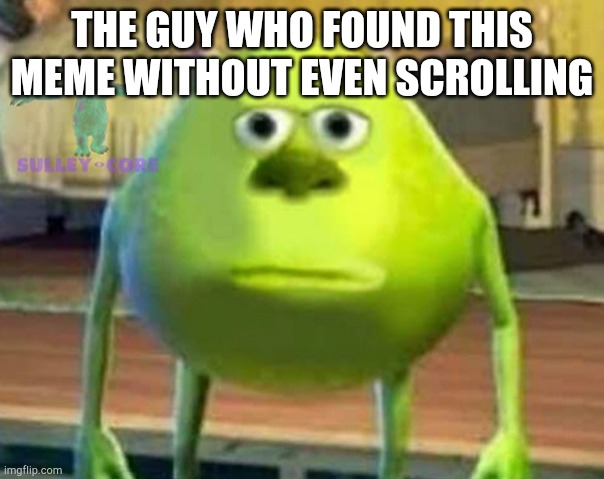 Monsters Inc | THE GUY WHO FOUND THIS MEME WITHOUT EVEN SCROLLING | image tagged in monsters inc | made w/ Imgflip meme maker