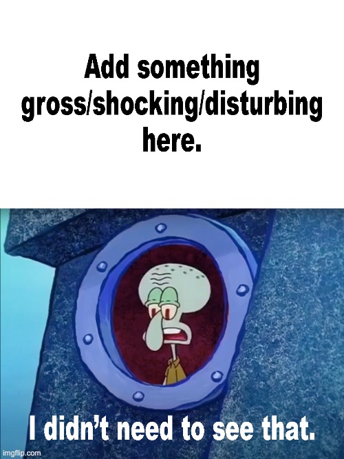 Squidward didn't need to see that. | image tagged in template,new template,custom template,blank template,meme template,blank meme template | made w/ Imgflip meme maker