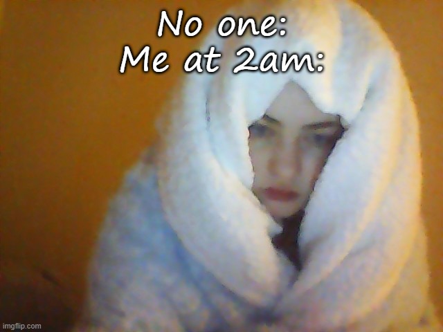 No one:
Me at 2am: | made w/ Imgflip meme maker