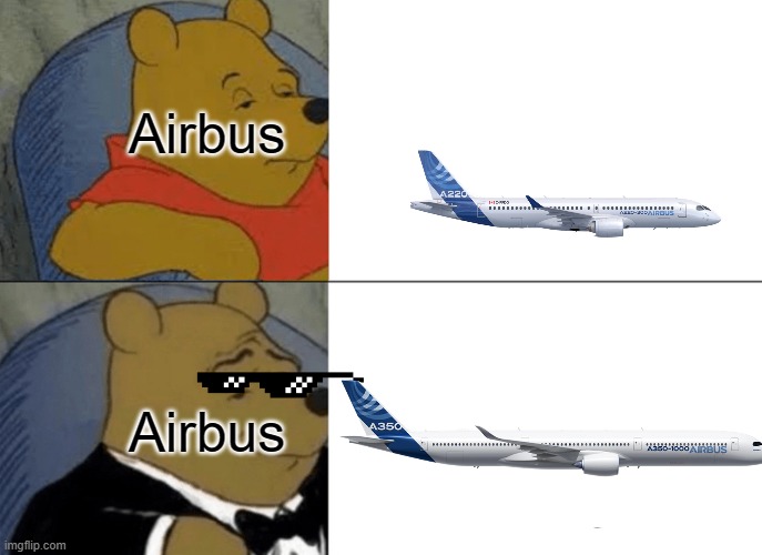 Tuxedo Winnie The Pooh Meme | Airbus; Airbus | image tagged in memes,tuxedo winnie the pooh | made w/ Imgflip meme maker