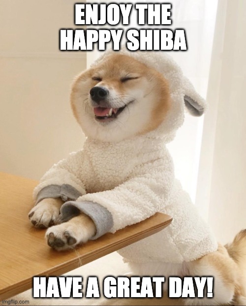 Bunny Shiba | ENJOY THE HAPPY SHIBA; HAVE A GREAT DAY! | image tagged in shiba inu,bunny,happy,enjoy,epic | made w/ Imgflip meme maker