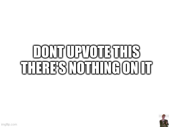 Dont Upvote | THERE'S NOTHING ON IT; DONT UPVOTE THIS | image tagged in blank white template | made w/ Imgflip meme maker