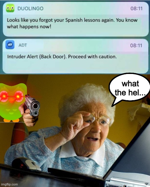 welp, she's dead | what the hel... | image tagged in memes,grandma finds the internet | made w/ Imgflip meme maker