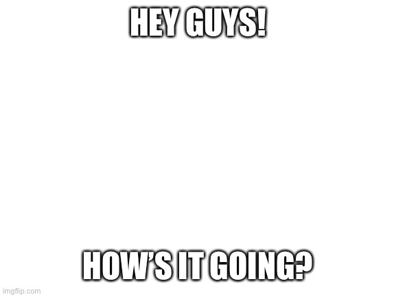 Blank White Template | HEY GUYS! HOW’S IT GOING? | image tagged in blank white template | made w/ Imgflip meme maker
