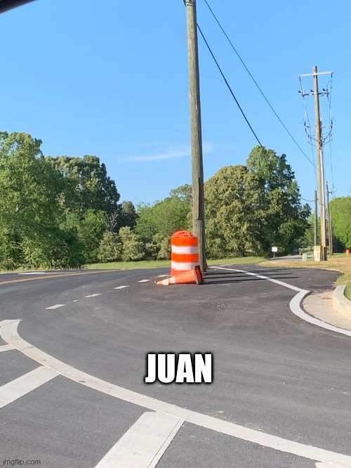 Telephone pole in road | JUAN | image tagged in telephone pole in road,juan,horse juan | made w/ Imgflip meme maker