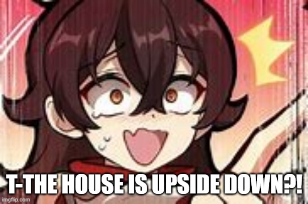 Amber Worried | T-THE HOUSE IS UPSIDE DOWN?! | image tagged in amber worried | made w/ Imgflip meme maker