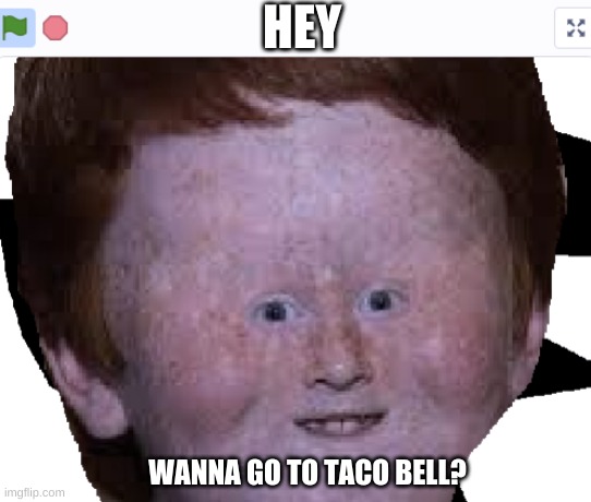 TACO BELL | HEY; WANNA GO TO TACO BELL? | image tagged in funny | made w/ Imgflip meme maker