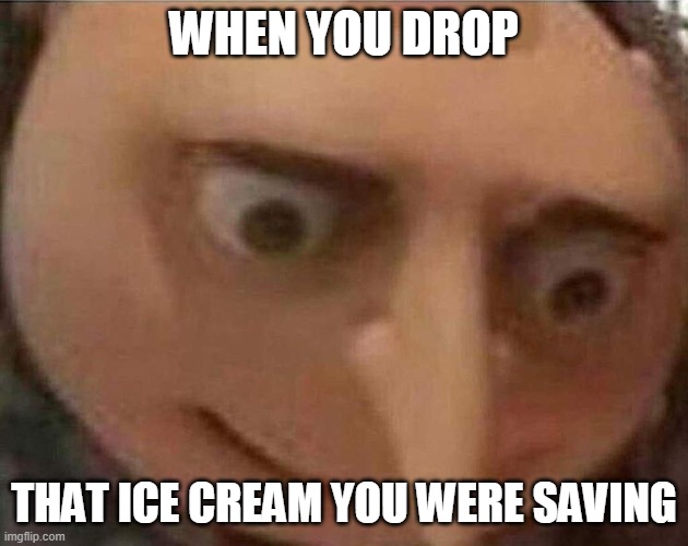 noooooooooooooo | WHEN YOU DROP; THAT ICE CREAM YOU WERE SAVING | image tagged in ice cream,gru | made w/ Imgflip meme maker