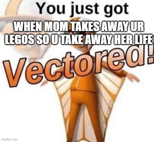You just got vectored | WHEN MOM TAKES AWAY UR LEGOS SO U TAKE AWAY HER LIFE | image tagged in you just got vectored | made w/ Imgflip meme maker