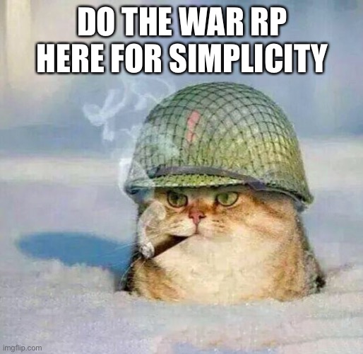 Oki |  DO THE WAR RP HERE FOR SIMPLICITY | image tagged in war cat | made w/ Imgflip meme maker