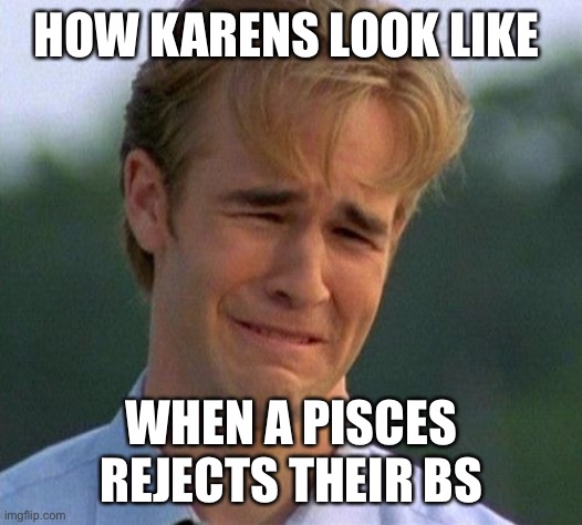 1990s First World Problems |  HOW KARENS LOOK LIKE; WHEN A PISCES REJECTS THEIR BS | image tagged in memes,1990s first world problems | made w/ Imgflip meme maker