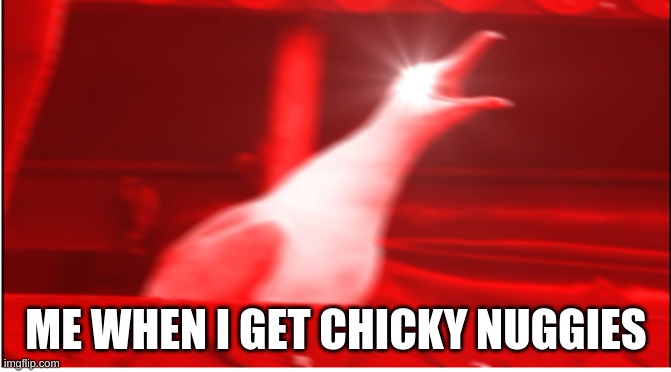 chicken nuggies | ME WHEN I GET CHICKY NUGGIES | image tagged in seagull | made w/ Imgflip meme maker