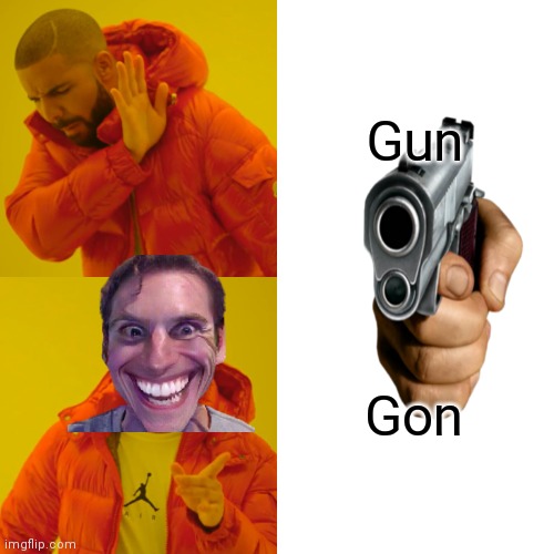Gun no gon | Gun; Gon | image tagged in memes,drake hotline bling | made w/ Imgflip meme maker