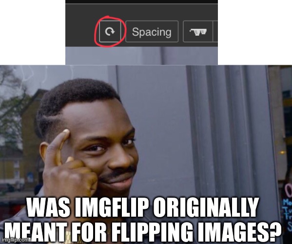 I wonder | WAS IMGFLIP ORIGINALLY MEANT FOR FLIPPING IMAGES? | image tagged in thinking | made w/ Imgflip meme maker