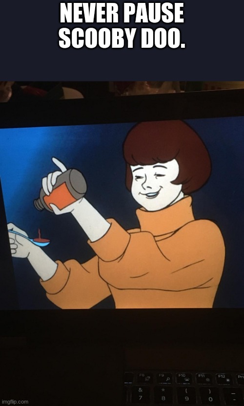 NEVER PAUSE SCOOBY DOO. | image tagged in scooby doo,what a terrible day to have eyes,weird,weird face,memes,cursed image | made w/ Imgflip meme maker