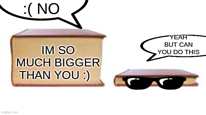 CAN U WEAR SUN GLASSES? | :( NO; YEAH BUT CAN YOU DO THIS; IM SO MUCH BIGGER THAN YOU :) | image tagged in one does not simply | made w/ Imgflip meme maker