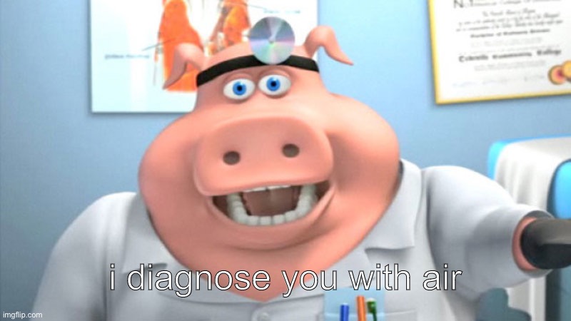 Nike when coming up with names for shoes: | i diagnose you with air | image tagged in i diagnose you with dead,nike,pig,shoes | made w/ Imgflip meme maker