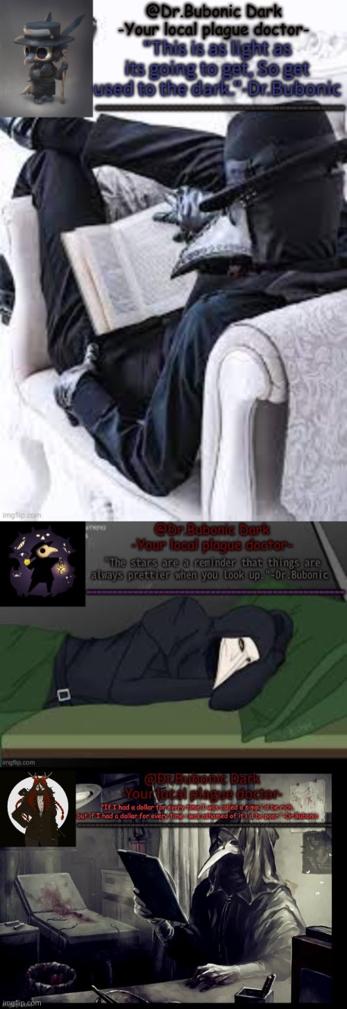 which one is your favorite? | image tagged in bubonics bright plague doctor temp,bubonics nighttime temp,bubonics scp 049 4 temp | made w/ Imgflip meme maker