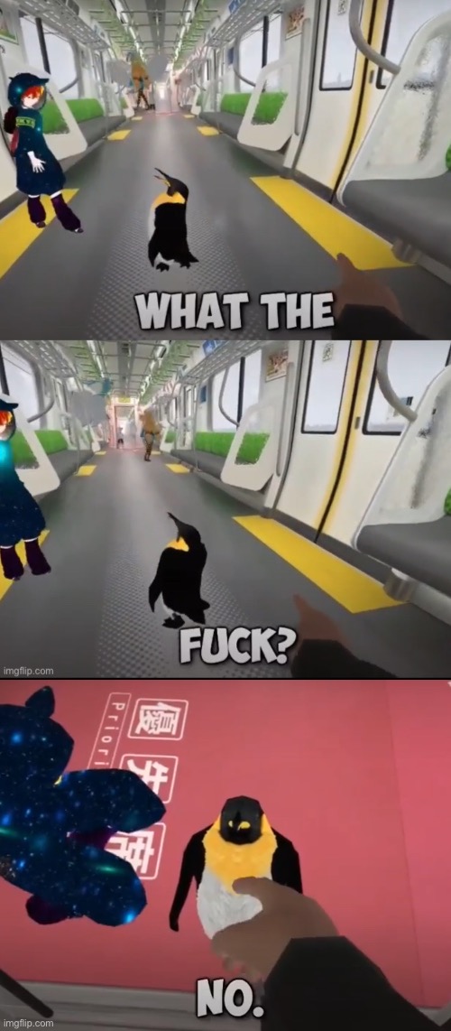 image tagged in what the fuck,no penguin | made w/ Imgflip meme maker