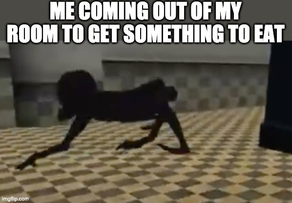 ME COMING OUT OF MY ROOM TO GET SOMETHING TO EAT | image tagged in horrar | made w/ Imgflip meme maker