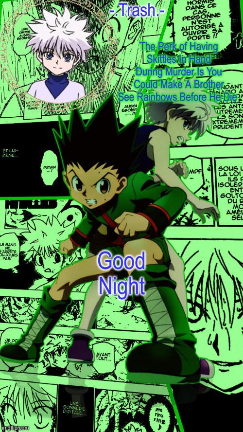 Gon And Killua Temp :D | Good Night | image tagged in gon and killua temp d | made w/ Imgflip meme maker