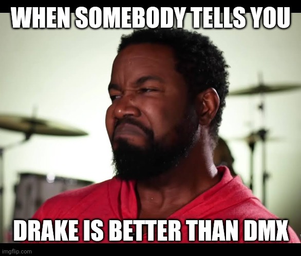 Drake vs dmx |  WHEN SOMEBODY TELLS YOU; DRAKE IS BETTER THAN DMX | image tagged in michael jai white sneer,drake,dmx,hiphop,rap | made w/ Imgflip meme maker