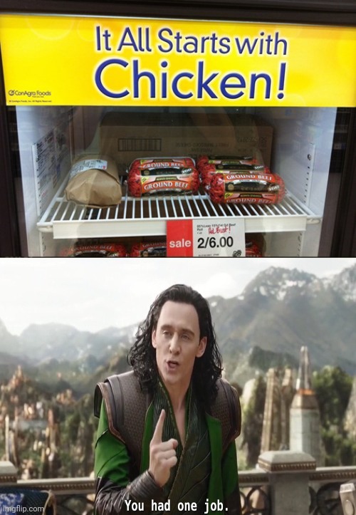 yes that is definitely chicken | image tagged in you had one job,beef,chicken | made w/ Imgflip meme maker