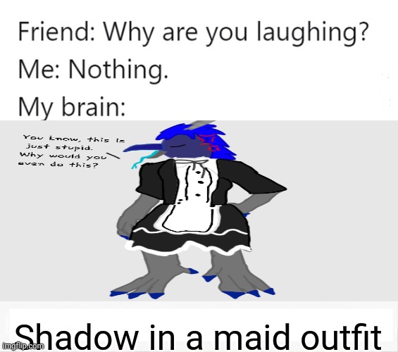 Oh boy- My feathersona will kill me for doing this. | Shadow in a maid outfit | made w/ Imgflip meme maker