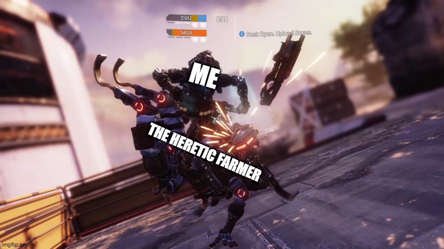 Stim Slap | ME THE HERETIC FARMER | image tagged in stim slap | made w/ Imgflip meme maker