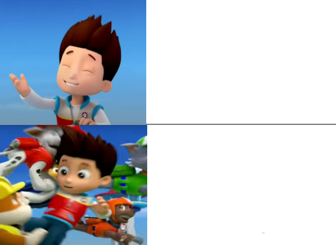 High Quality PAW Patrol Ryder knocked over Blank Meme Template