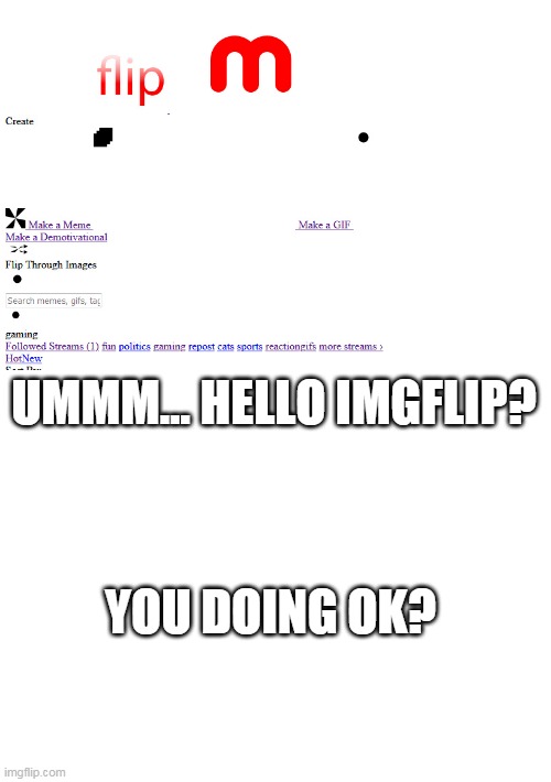 yup nothing to see here | UMMM... HELLO IMGFLIP? YOU DOING OK? | image tagged in blank white template | made w/ Imgflip meme maker