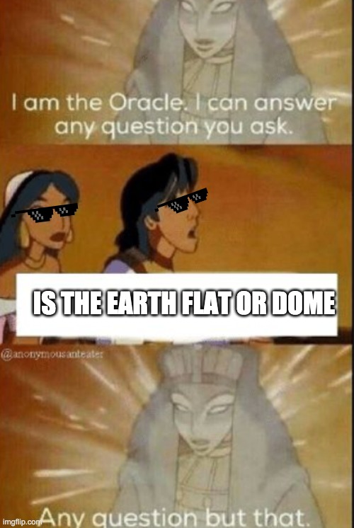 flat or dome | IS THE EARTH FLAT OR DOME | image tagged in the oracle,flat or dome | made w/ Imgflip meme maker
