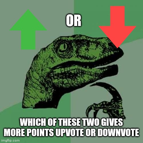 Philosoraptor | OR; WHICH OF THESE TWO GIVES MORE POINTS UPVOTE OR DOWNVOTE | image tagged in memes,philosoraptor | made w/ Imgflip meme maker
