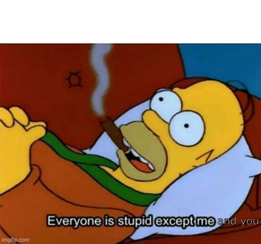 Everyone is stupid except me | and you | image tagged in everyone is stupid except me | made w/ Imgflip meme maker