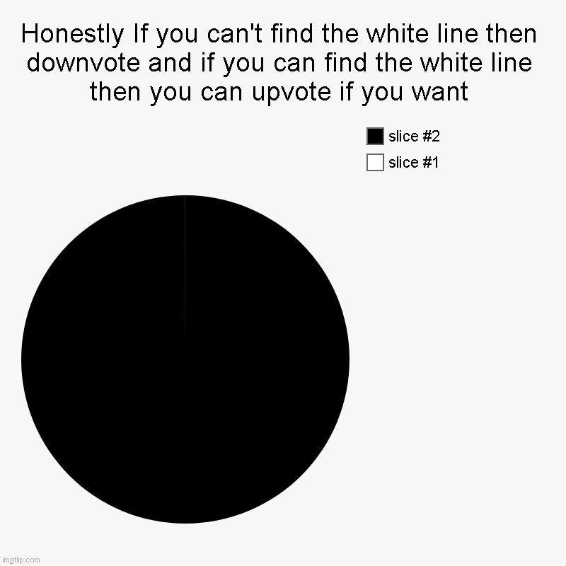 Honestly If you can't find the white line then downvote and if you can find the white line then you can upvote if you want | | image tagged in charts,pie charts | made w/ Imgflip chart maker