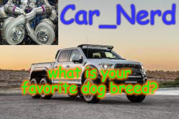 Car_Nerd temp | what is your favorite dog breed? | image tagged in car_nerd temp | made w/ Imgflip meme maker