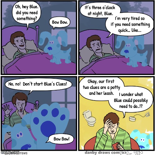 Hopefully he will figure it out before it's 3:48 AM | image tagged in blues clues,funny,comics/cartoons | made w/ Imgflip meme maker
