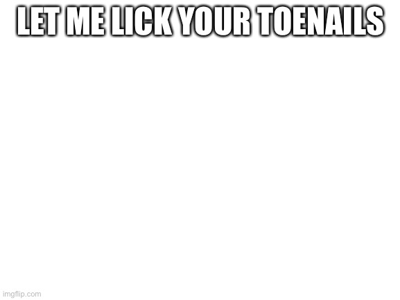 Blank White Template | LET ME LICK YOUR TOENAILS | image tagged in blank white template | made w/ Imgflip meme maker