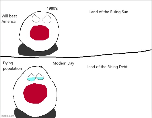 Japan is a dying nation | image tagged in japan,countryballs | made w/ Imgflip meme maker