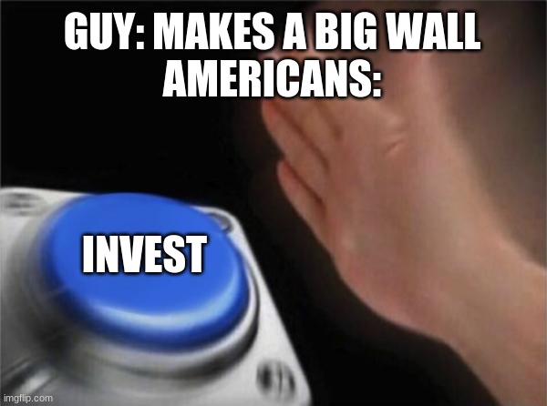 Blank Nut Button Meme | GUY: MAKES A BIG WALL
AMERICANS:; INVEST | image tagged in memes,blank nut button | made w/ Imgflip meme maker