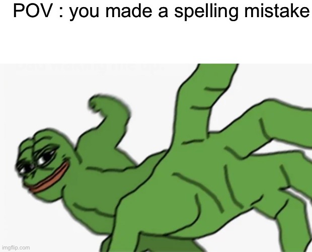 POV : you made a spelling mistake | image tagged in blank white template,pepe punch | made w/ Imgflip meme maker