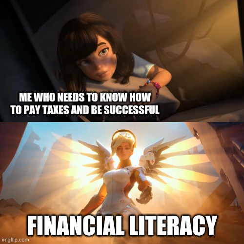 financial literacy!! | ME WHO NEEDS TO KNOW HOW TO PAY TAXES AND BE SUCCESSFUL; FINANCIAL LITERACY | image tagged in overwatch mercy meme | made w/ Imgflip meme maker